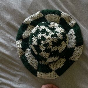 Handmade crotchet checkered bucket hat